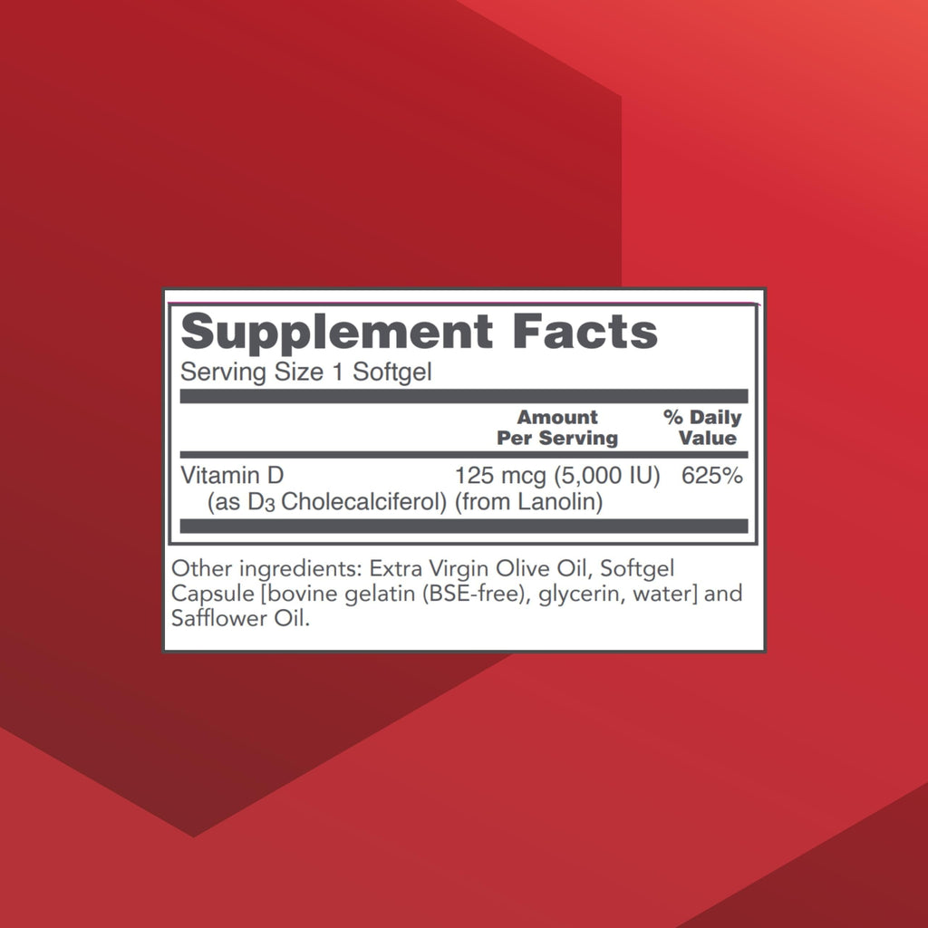 PROTOCOL FOR LIFE BALANCE Vitamin D3 5,000 IU, Bone Health*, 120 Softgels