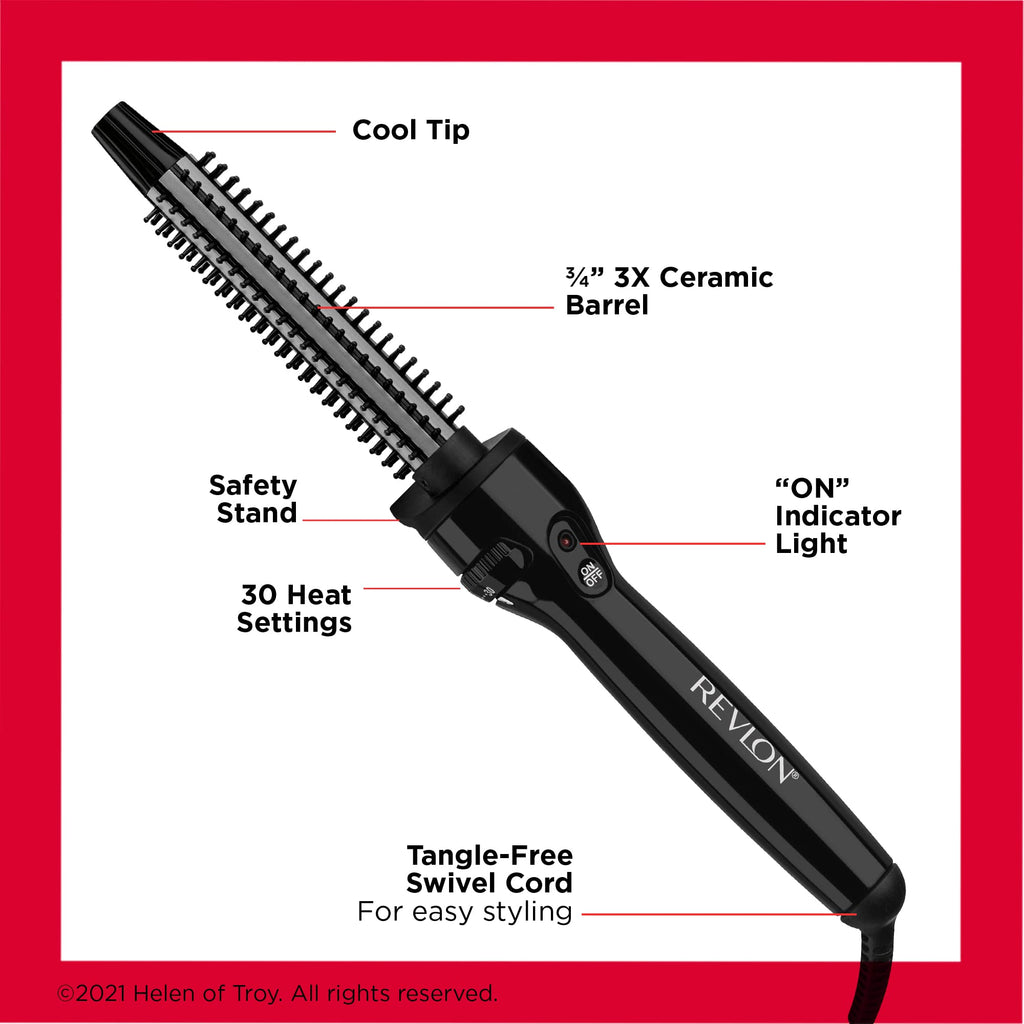 Buy now REVLON Perfect Heat Ceramic Curling Iron Brush, Black, 3/4" at indiglob india