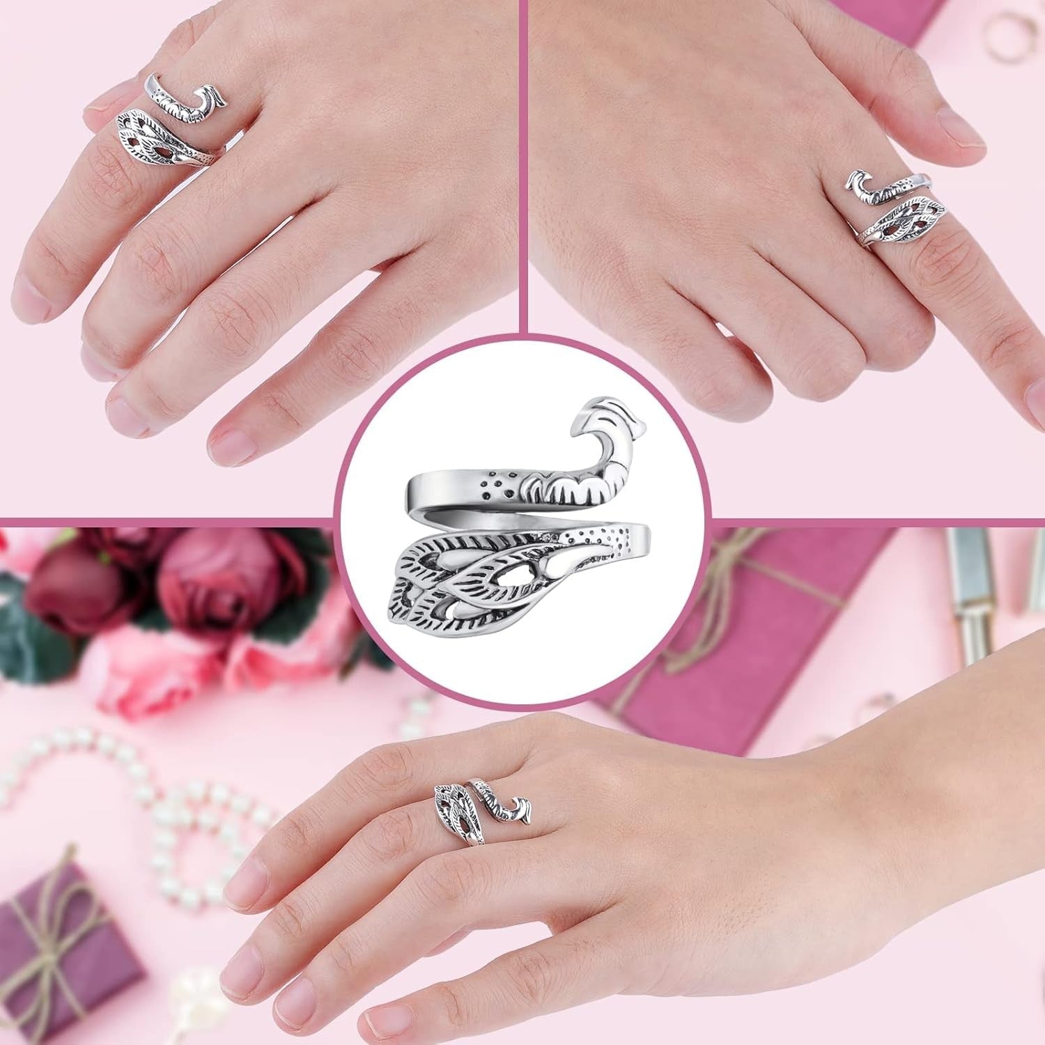 Buy now Yolev 3 Pieces Adjustable Knitting Crochet Ring Knitting Accessories Braided Peacock Open Finger Ring Adjustable Braided Ring for Faster Knitting at indiglob india