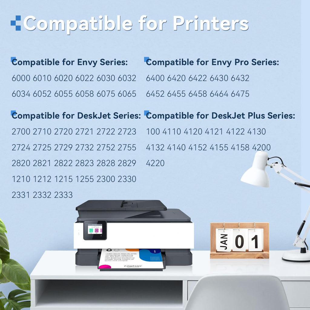 67XL Ink Cartridges Black Color Combo Pack Compatible for HP 67 Ink