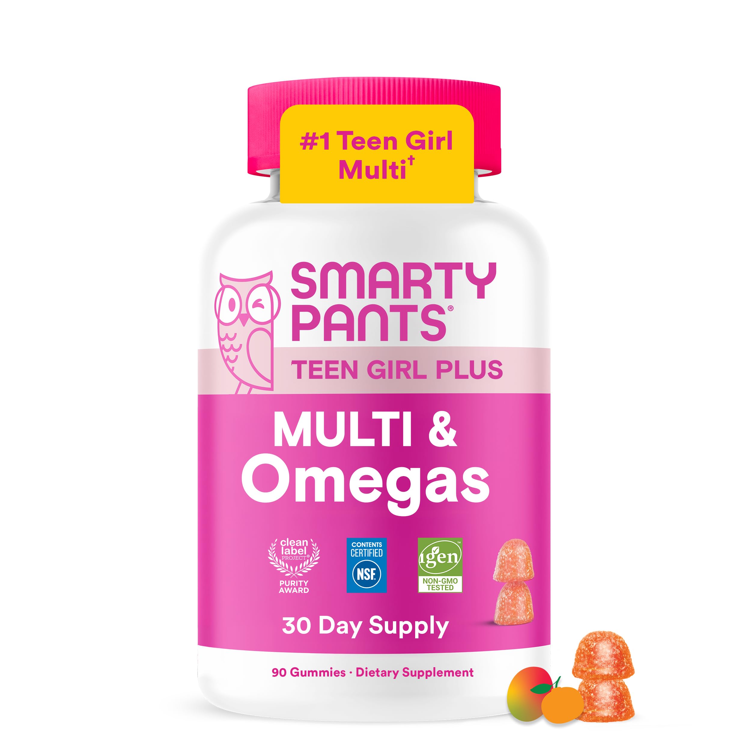 SmartyPants Teen Girl Multivitamin Gummies: Omega 3 Fish Oil (EPA/DHA), Vitamin C, D3, B12, Vitamin A, K & Zinc, Gluten Free, Includes Biotin to Support Hair, Skin & Nails, 120 Count (30 Day Supply)