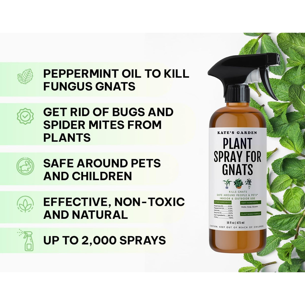 Kate's Garden Plant Spray for Insects & Getting Rid of Gnats (16oz)