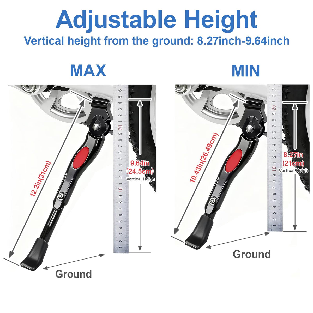 Kickstand for Kids Bike, Adjustable Premium Bike Kickstand for 16 18 20 Inch Wheels, Upgraded Aluminum Alloy Center Mount Stand for Children's Mountain and Road Bicycles.