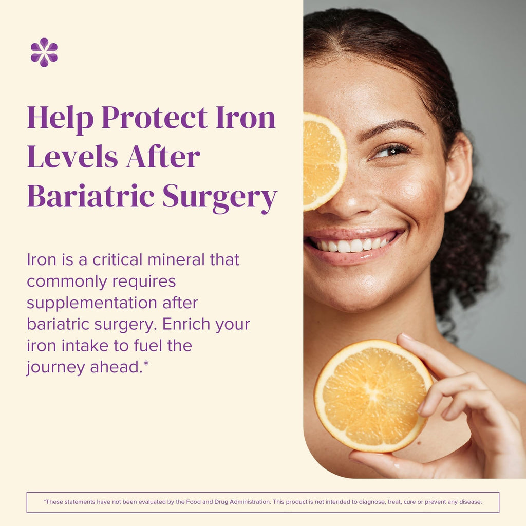 Barimelts Iron with Vitamin C, 180 Fast-Dissolving Tablets (2-Month Supply), Sugar-Free Bariatric Iron Supplement for Women, Natural Orange Flavor