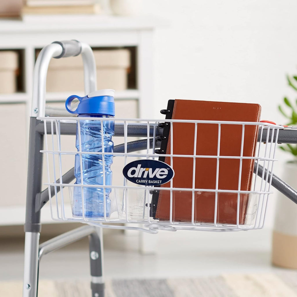 Buy now Drive Medical 10200B Walker Basket, Basket for Folding Walker with Cup Holder, White at indiglob india