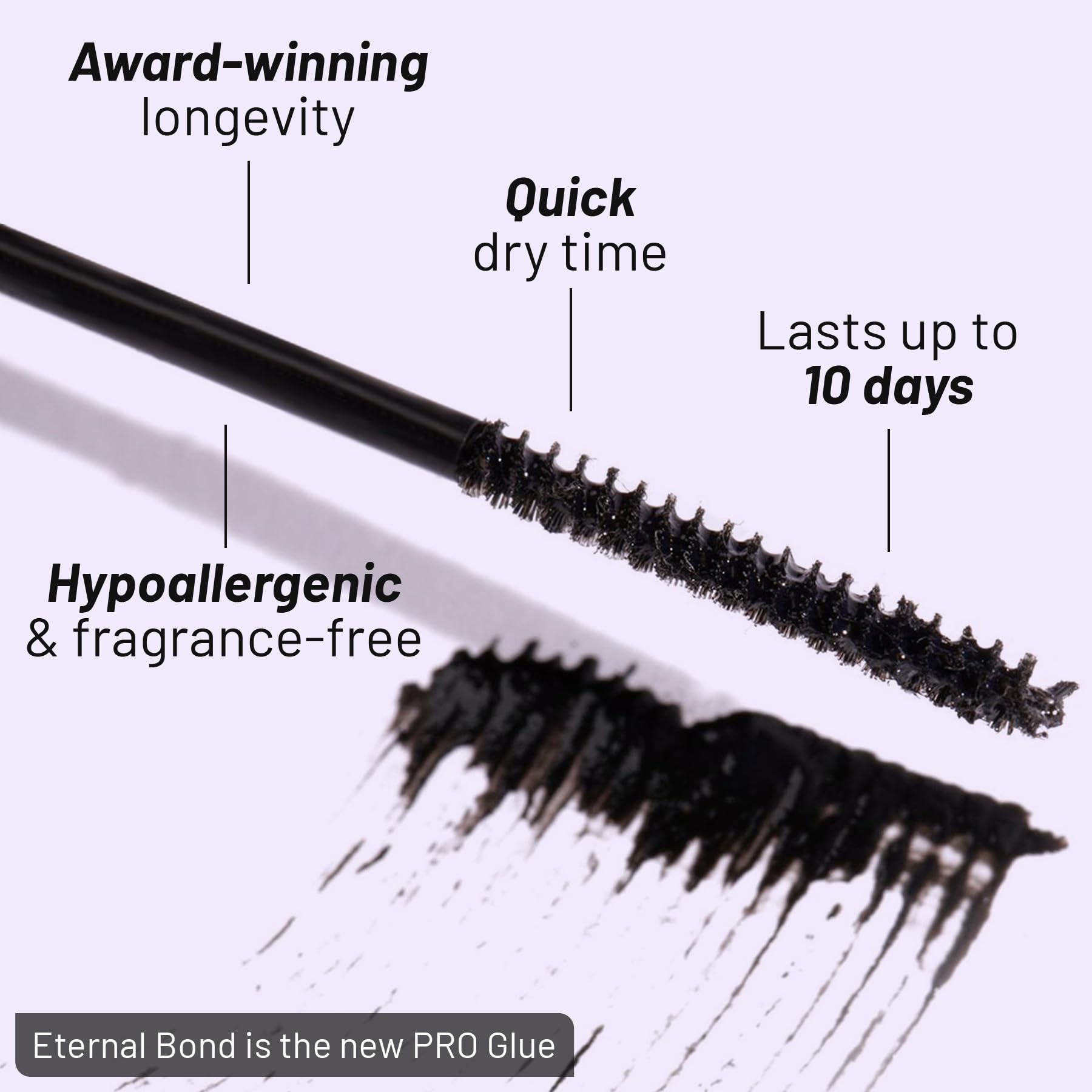 Lilac St Eternal Bond Lash Cluster Glue, Waterproof Brush Tip, Black | Quick-Drying Lash Adhesive for Eyelash Clusters with Long-Lasting Flexible Hold, Easy Removal & Comfortable Wear