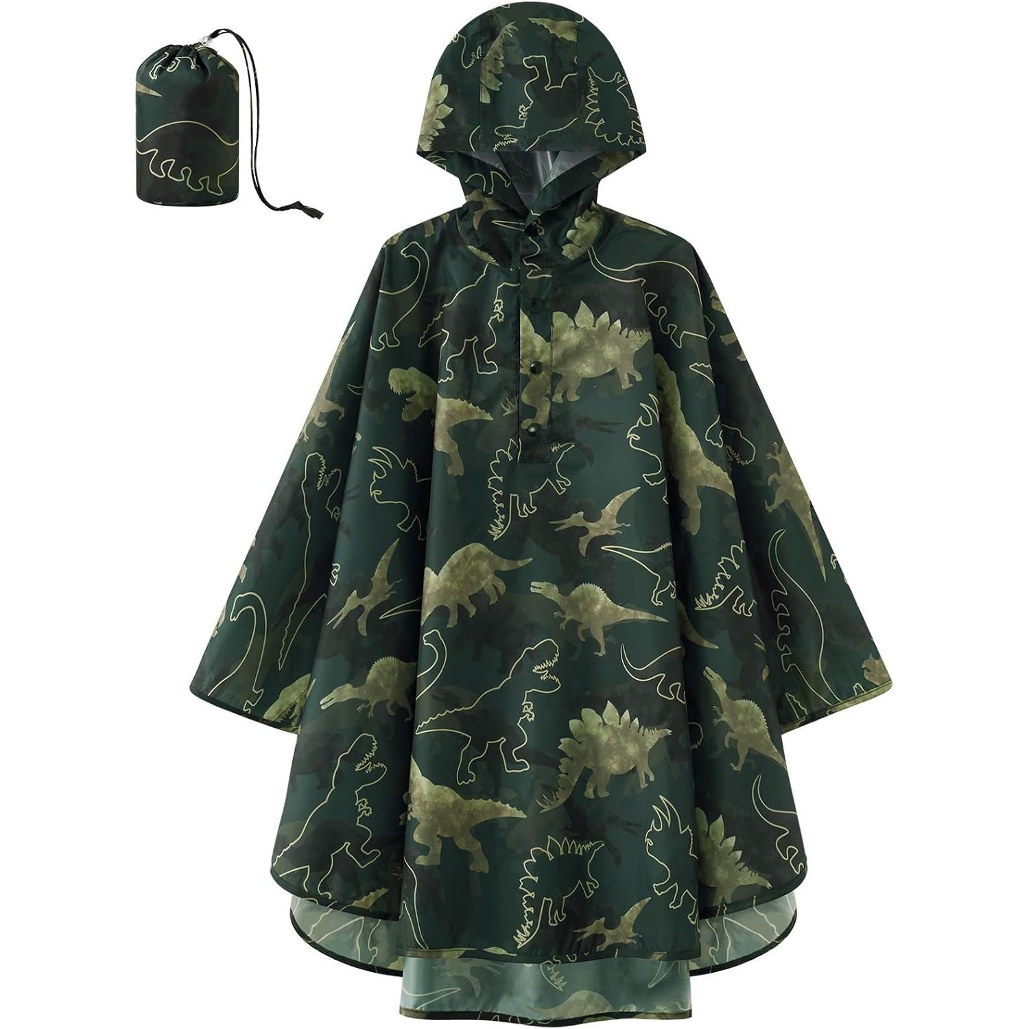 Buy now WAWSAM Lightweight Kids Rain Poncho Reusable Toddler Raincoat Waterproof Rain Jacket 3-5T Army Green at indiglob india