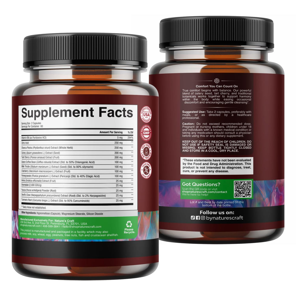 Uric Acid Cleanse Support with Green Coffee Beans Extract - 120 Capsules | Kidney Support Supplement with Tart Cherry, Chanca Piedra & Celery Seed - Uric Acid Support - Antioxidant Support - Non GMO
