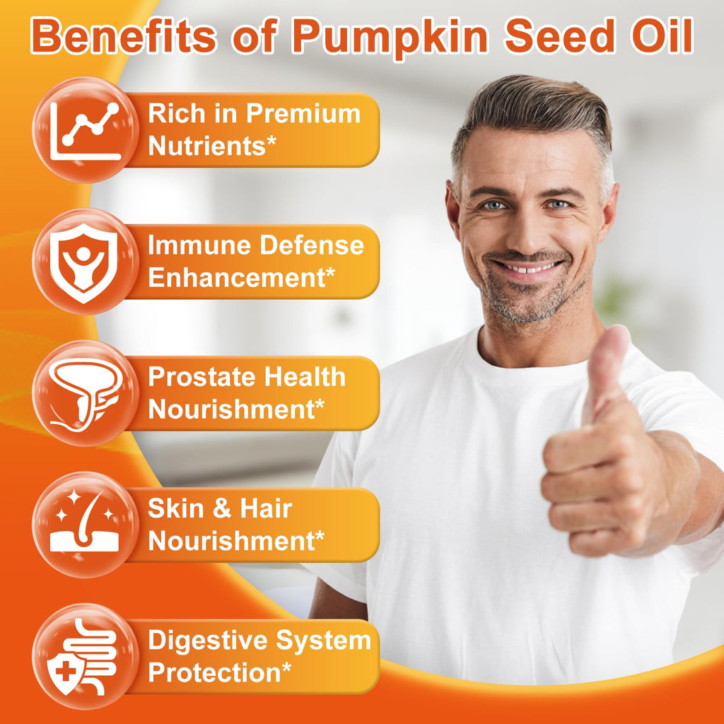 Pumpkin Seed Oil with Saw Palmetto, 3500mg Max Strength per Serving | 300 Softgels, Cold-Pressed with Essential Fatty Acids & Phytosterols, Supports Hair, Bladder Prostate Health & Immune