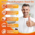 Pumpkin Seed Oil with Saw Palmetto, 3500mg Max Strength per Serving | 300 Softgels, Cold-Pressed with Essential Fatty Acids & Phytosterols, Supports Hair, Bladder Prostate Health & Immune
