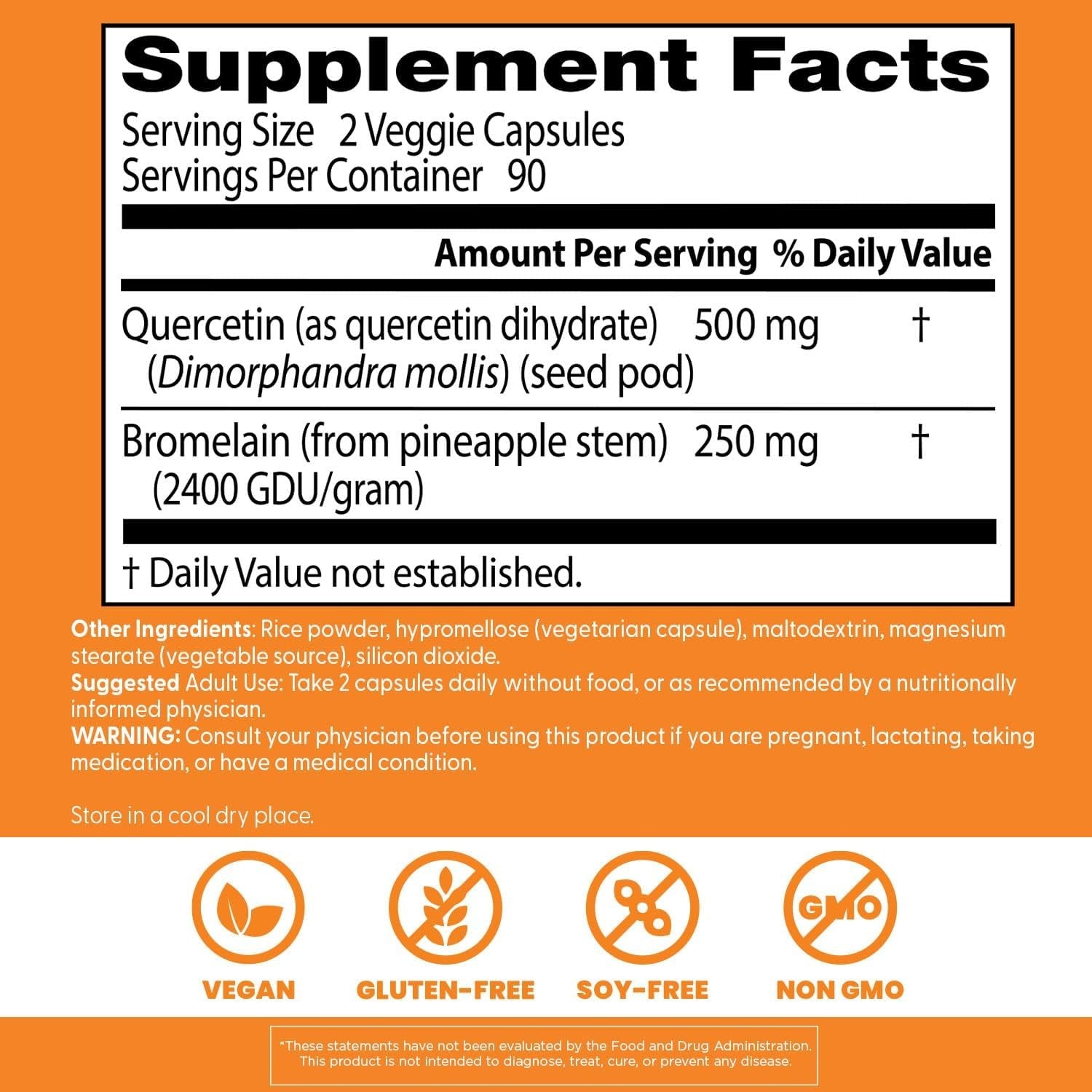 Buy now Doctor's Best Quercetin Bromelain, Immunity Support Capsule, Heart, Joint & Healthy Respiratory System, Non-GMO, Vegan, Gluten Free, Soy Free,180 VC at indiglob india