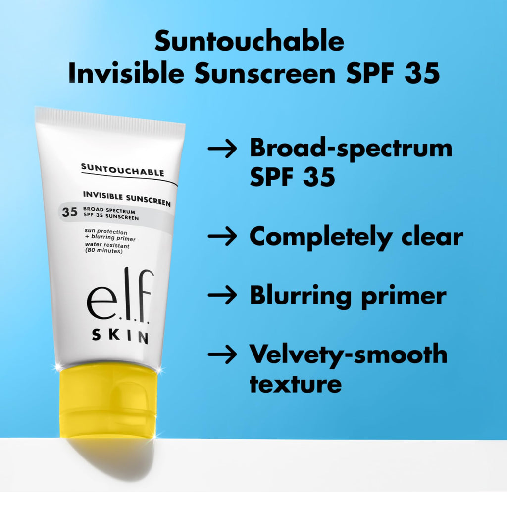 e.l.f. SKIN Suntouchable Invisible SPF 35 Sunscreen Mini, Lightweight Gel for Under Makeup, Daily Face Sunscreen for Women, Vegan & Cruelty-Free