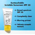 e.l.f. SKIN Suntouchable Invisible SPF 35 Sunscreen Mini, Lightweight Gel for Under Makeup, Daily Face Sunscreen for Women, Vegan & Cruelty-Free