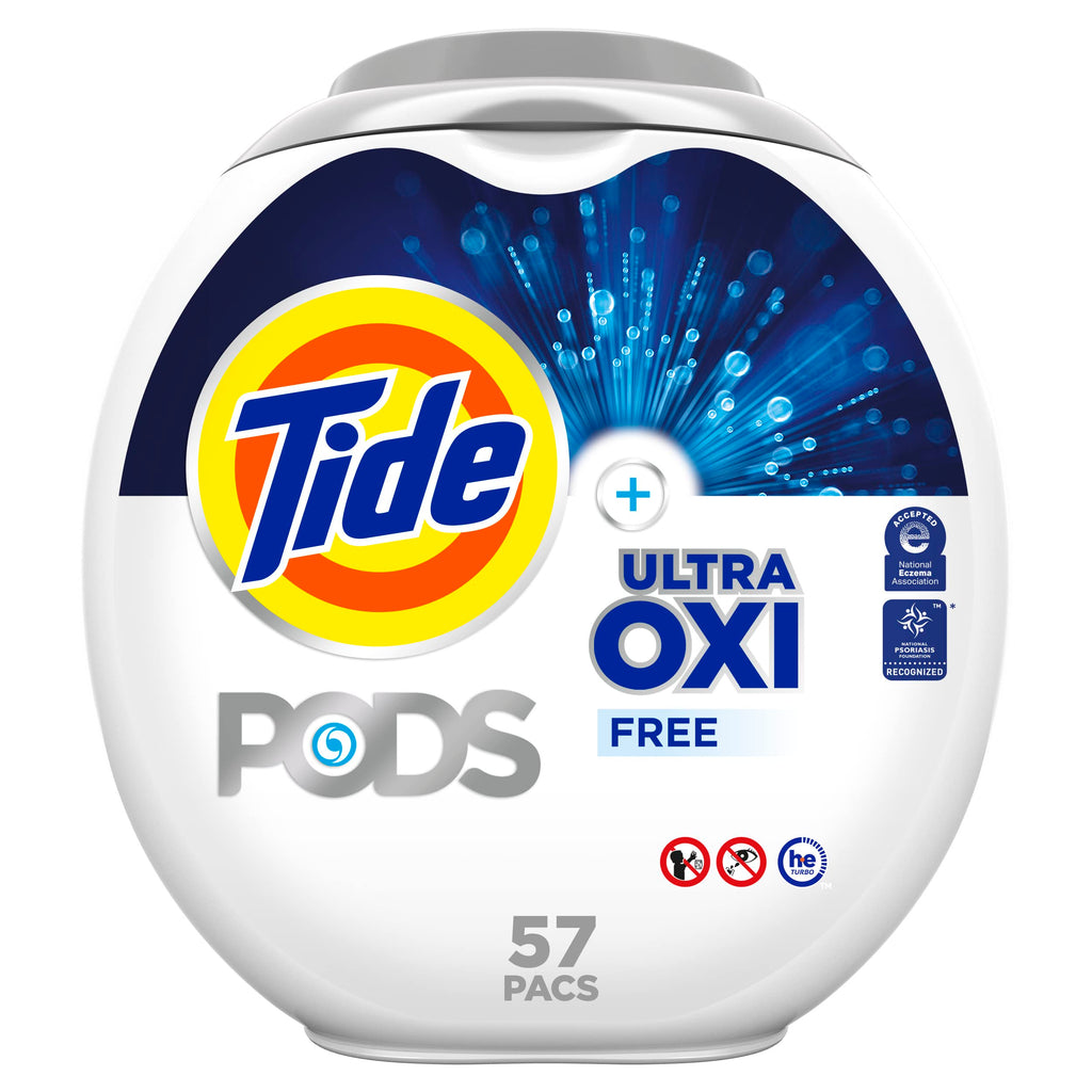 Buy now Tide PODS Ultra Oxi Free and Gentle Laundry Detergent Packs, 57 Count, Hypoallergenic Laundry Detergent Pods at indiglob india