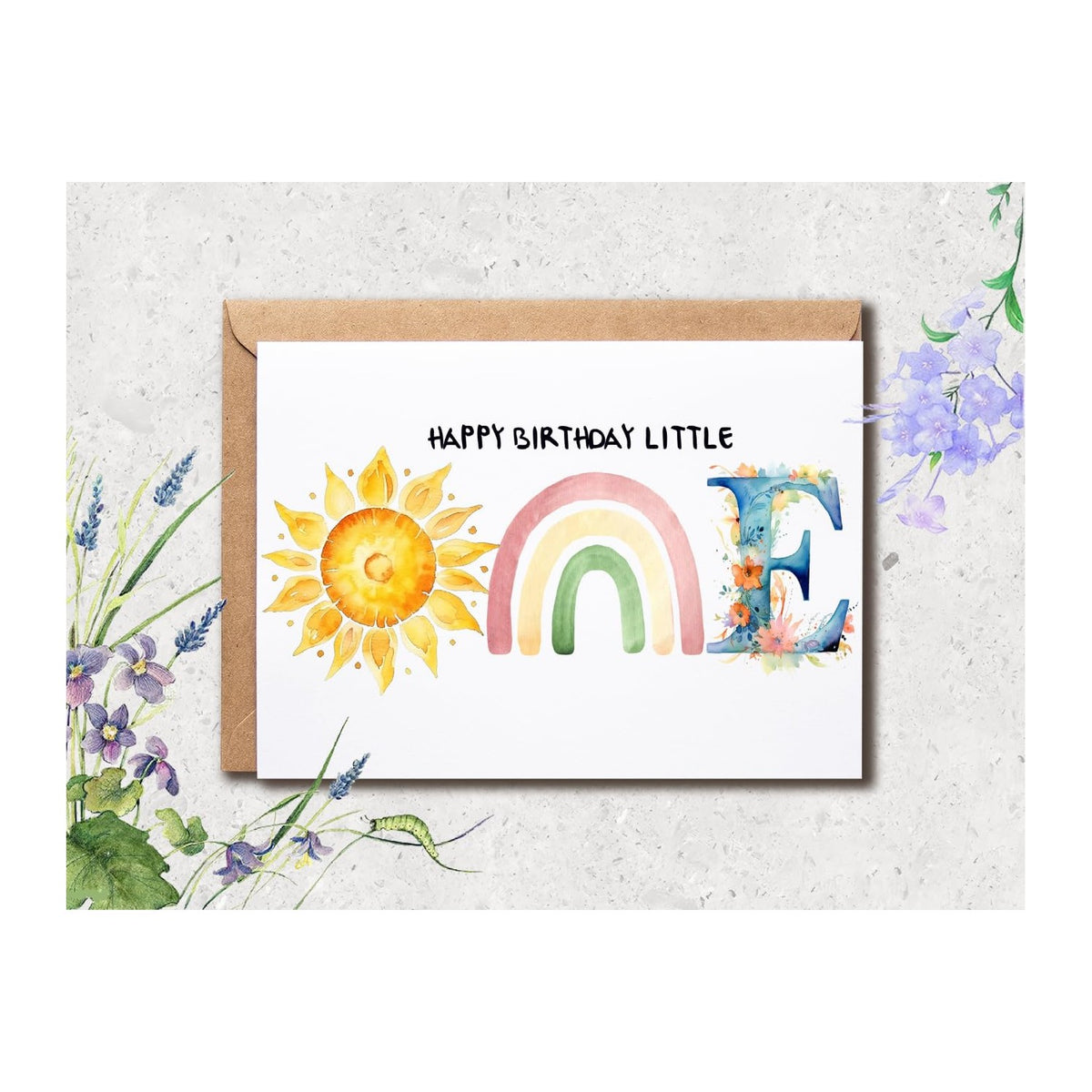 BNJDesigns Happy Birthday Little One - Happy 1st Birthday Card - first birthday card - 1st birthday card - Baby birthday card - Cards for boys and girls