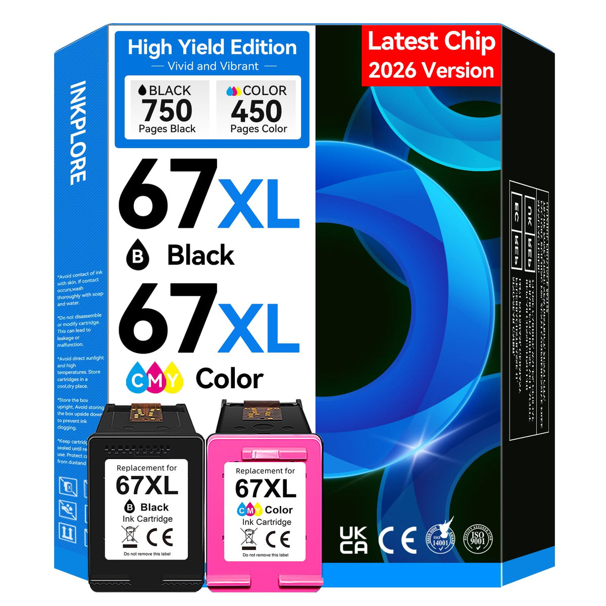 67XL Ink Cartridges Black Color Combo Pack Compatible for HP Ink 67 HP67XL Compatible for DeskJet 2855e 2755e 2700 2700e 2800e 4155e 4255e 2734e Envy 6055e 6000 Printer, 2026 Latest Chip