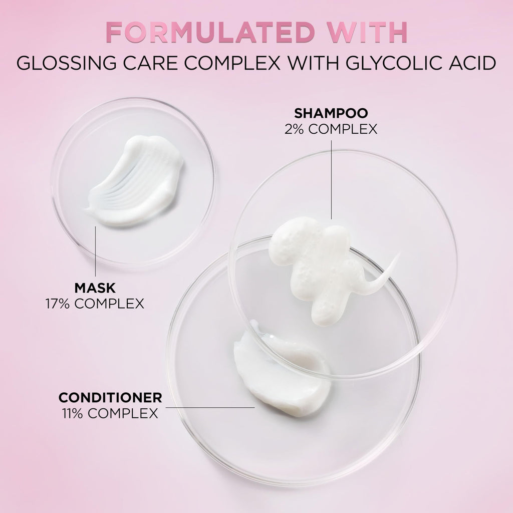L’Oreal Paris Sulfate Free Glossing Conditioner with Glycolic Acid, Provides Intense Glass Hair Shine, Smoothness & Soft Feel, Suitable for Dull, Dry, and Color-Treated Hair, EverPure, 6.8 Fl Oz