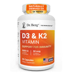 Dr. Berg Maximum Strength 7-in-1 Vitamin D3 K2 5000 IU | Naturally Derived D3 | 4X Lab-Tested & Verified | High Absorption Formula | K2 D3 Vitamin Supplement | 60 Capsules