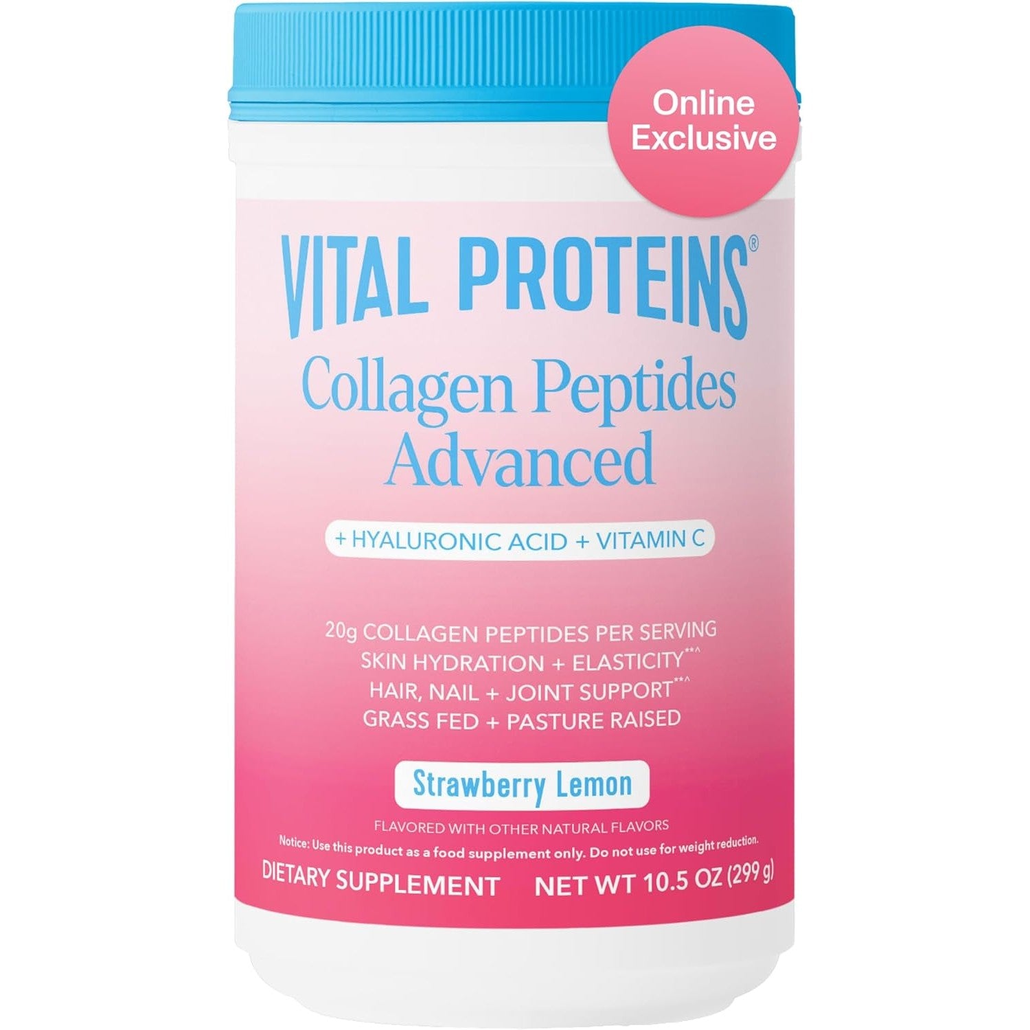 Buy now Vital Proteins Collagen Peptides Powder Advanced with Hyaluronic Acid & Vitamin C, Collagen Supplements, Unflavored, 12 Servings Strawberry Lemon 13 Servings (Pack of 1) at indiglob india