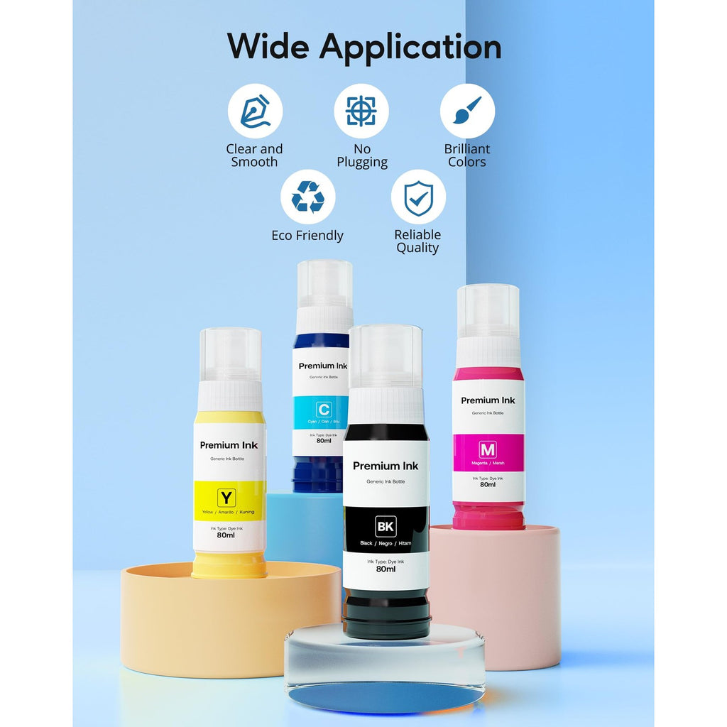 CEEBOO 522 High Capacity (5 Bottles) Refill Ink Replacement for Epson Compatible 522 (Not Sublimation) Use for EcoTank ET-2803 ET-2800 ET-2720 ET-4800 Printer