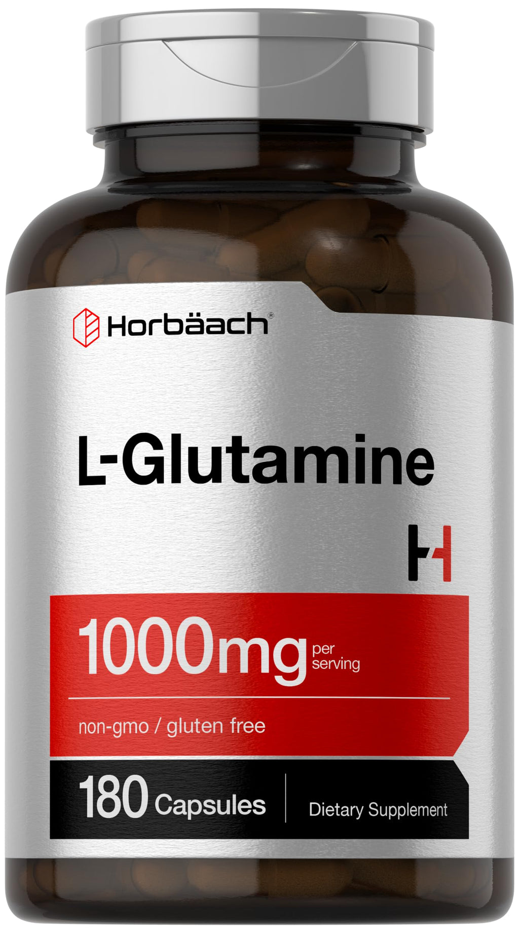 Horbaach L Glutamine Capsules 1000mg | 180 Powder Pills