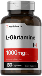 Horbaach L Glutamine Capsules 1000mg | 180 Powder Pills