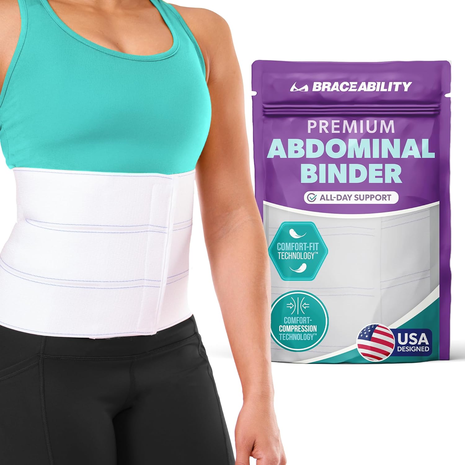 Buy now BraceAbility Medical Abdominal Stomach Binder - XXL Belly Band Compression for Diastasis Recti, Postpartum, Post-Surgical Wrap for Tummy Tuck Recovery, Post op Ab Binder for Women and Men (2XL 12") XL 9" at indiglob india