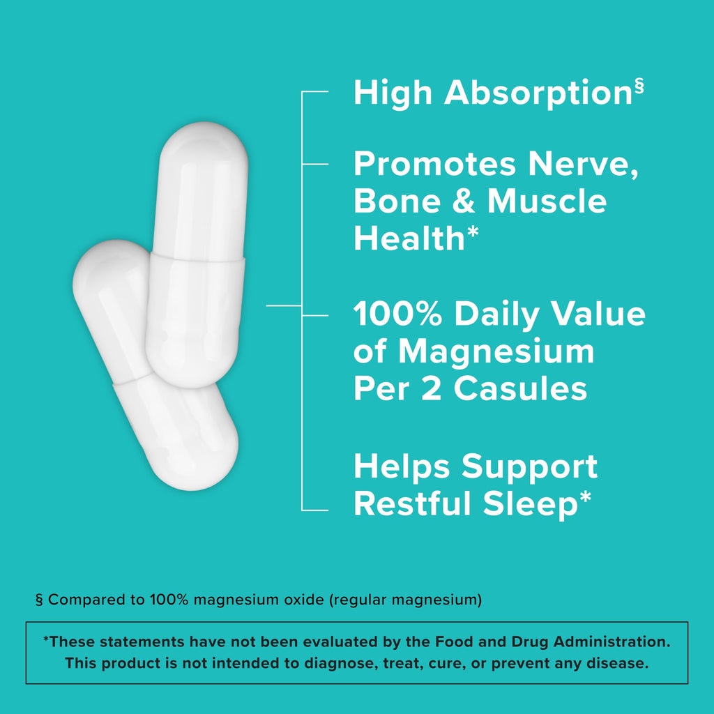 Qunol Magnesium 420mg, Extra Strength, High Absorption, Vegetarian, 120ct | 100% Daily Value, Supports Nerve, Bone & Muscle Health, Cognitive Performance, Healthy Stress Response; Gluten-Free, Non-GMO