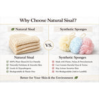 100% Natural Sisal Washcloth. Gentle Exfoliation for Smoother Skin. Durable & Reusable for Face & Body. 100% Biodegradable. Removes Dead Skin Cells and Dirt (3 Pcs)