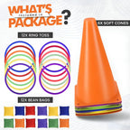 CircleCraft 31 Pcs. Plastic Cones and Rings Games Ring Toss Games for Adults, Carnival Games for Kids, Bean Bag for Kids Games Birthday Party, Yard Game, Sports & Outdoor Game for Family Party