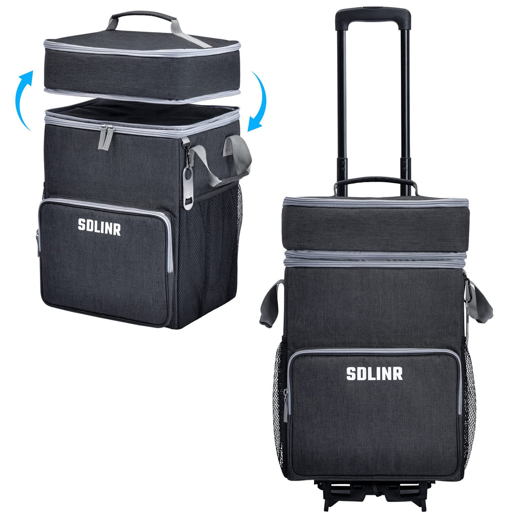 SDLINR Collapsible Cooler with Wheels, Rolling Cooler Bag for Beach Travel
