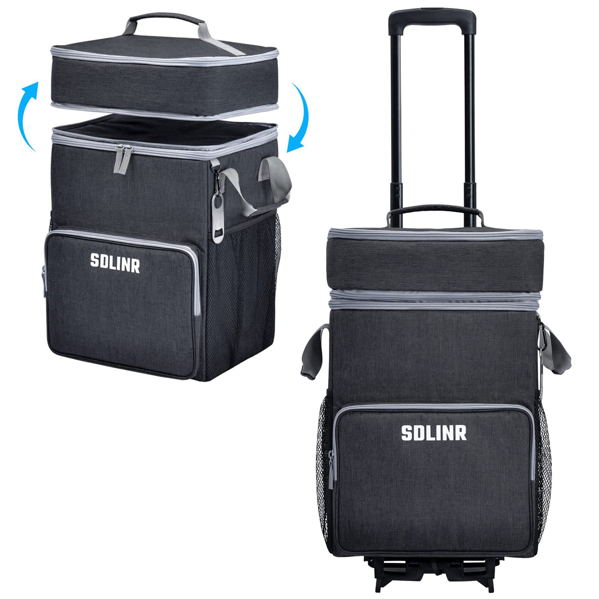 SDLINR Collapsible Cooler with Wheels, Rolling Cooler Bag for Beach Travel
