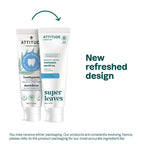Attitude Whitening Fluoride-Free Toothpaste, Peppermint Flavor, Sugar-Free, Plant & Mineral-Based Formula, Vegan & Cruelty-Free, Clean Oral Care, 4.2 Oz