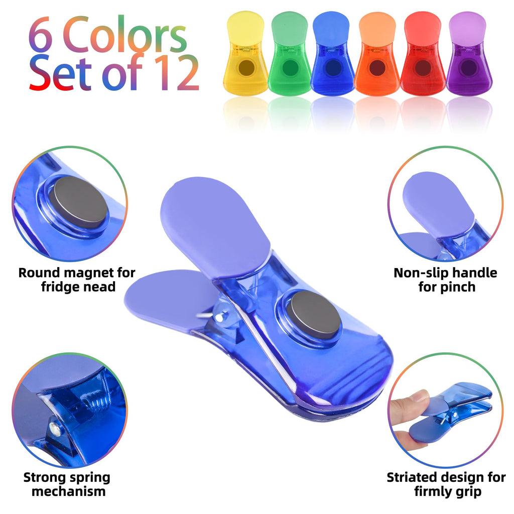Ninth Five Chip Clips Bag Clips, 12Pack Magnetic Bag Clip for Food Storage