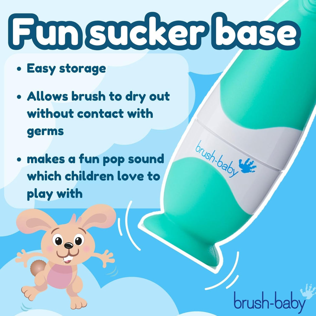 Buy now brush-baby BabySonic Infant and Toddler Electric Toothbrush for Ages 0-3 Years - Smart LED Timer and Gentle Vibration Provide a Fun Brushing Experience - Includes 2 Sensitive Brush Heads (Teal) at indiglob india