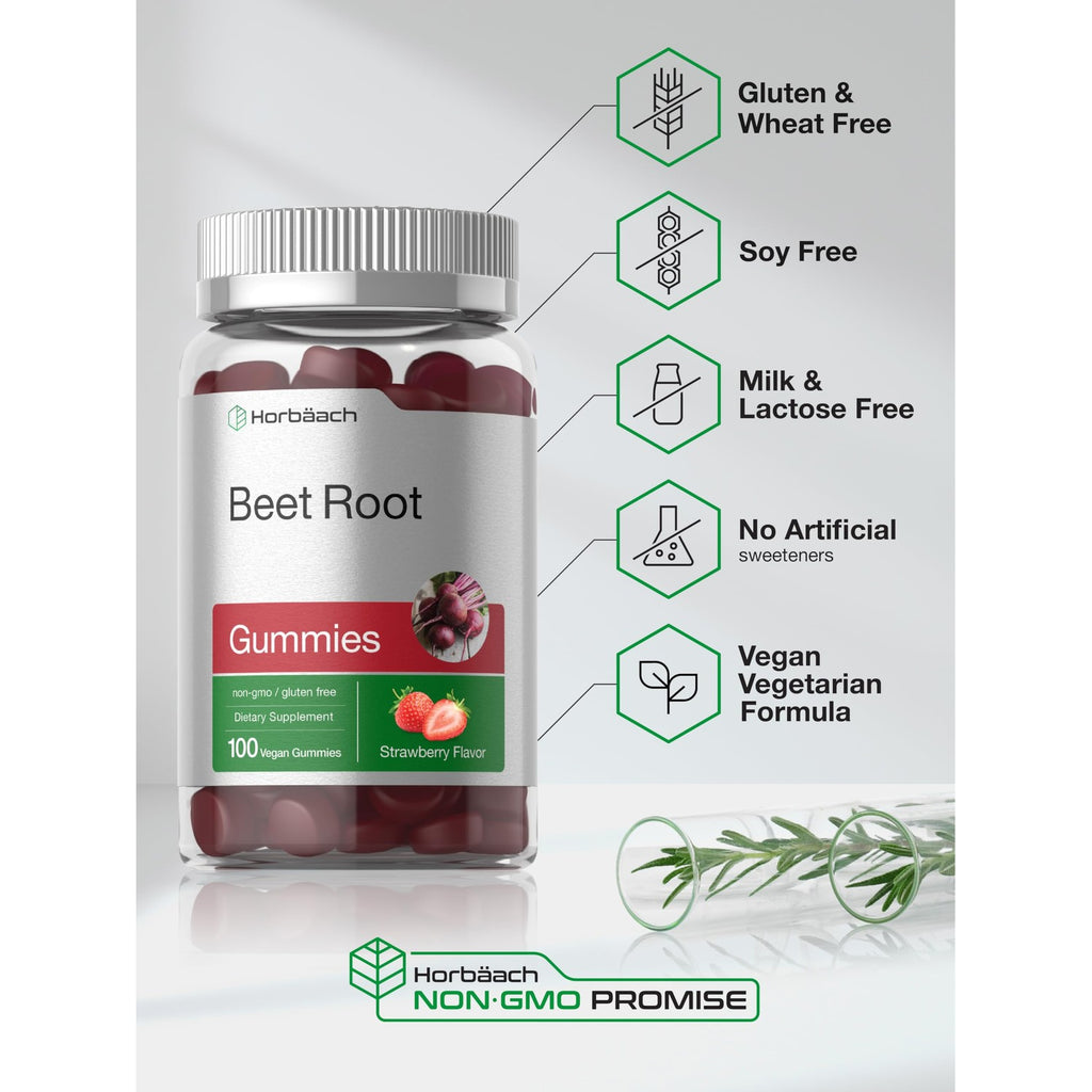 Horbäach Beet Root Gummies | Advanced Formula | 100 Count