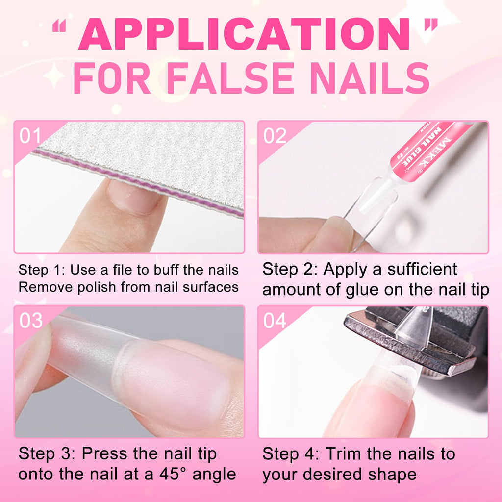MEKK Nail Glue,Super Strong Nail Glue for Press Ons,Acrylic Nails,Nail Tips | 2g X 12Pcs,4 Weeks Long-Lasting,3-5s Quick Air Dry,Safe Formula,Professional Nail Glue for Home DIY & Salon Use,Nail Supplies