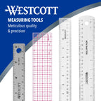 Westcott 10414 Stainless Steel Metal Ruler with Non-Slip Cork Base, 6 in