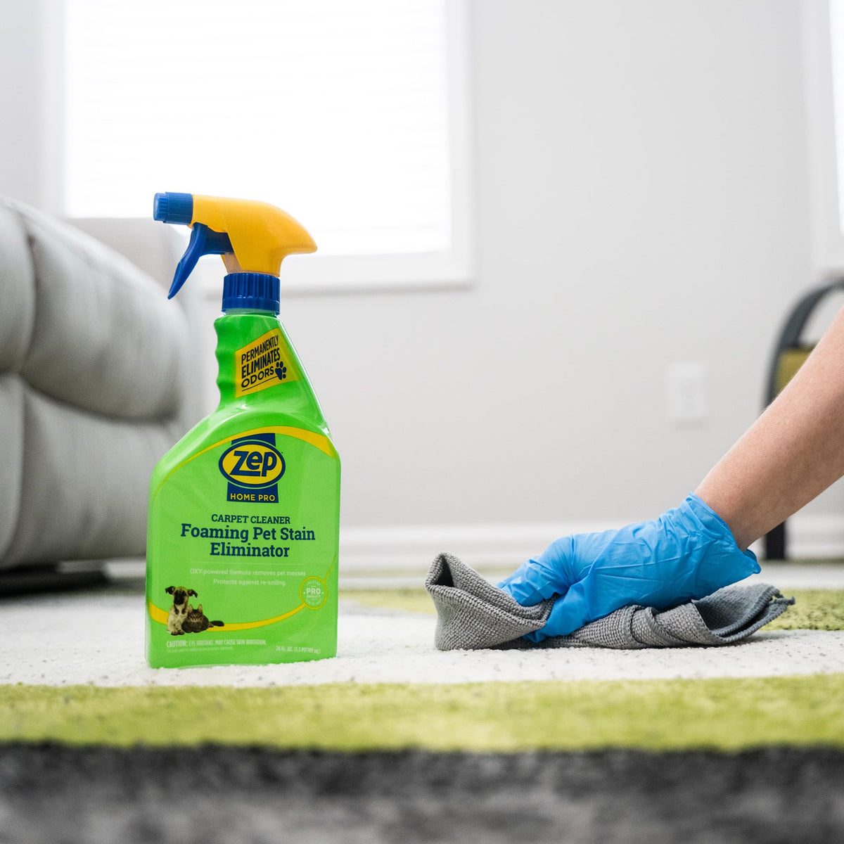 Zep Home Pro Foaming Pet Stain Eliminator - 24 Fl. Oz. - R53206 - Permanently eliminates indoor dog and cat odors from your home furnishings, upholstery, and textiles
