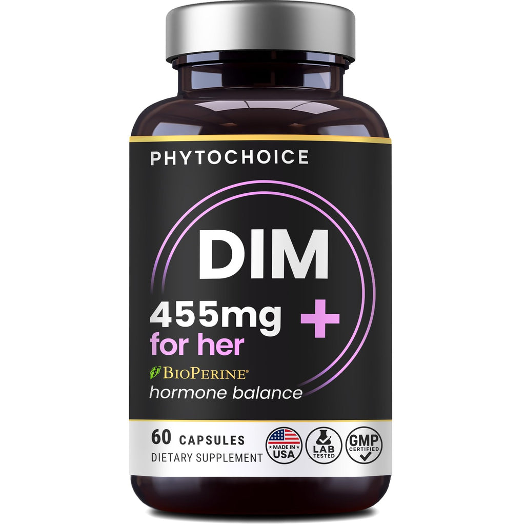 DIM for Women 350mg High Potency with BioPerine® & Broccoli Extract – 455mg Total Complex for Hormone Balance, Estrogen Metabolism, PMS & Menopause Support, Clear Skin & Women’s Wellness, 60 Capsules