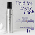 Kenra Volume Mousse Extra 17 | Firm Hold Mousse | Non-drying, Non-flaking Lightweight Formula | Tames Frizz & Conditions |Thermal Protection up to 450F| All Hair Types | 8 oz