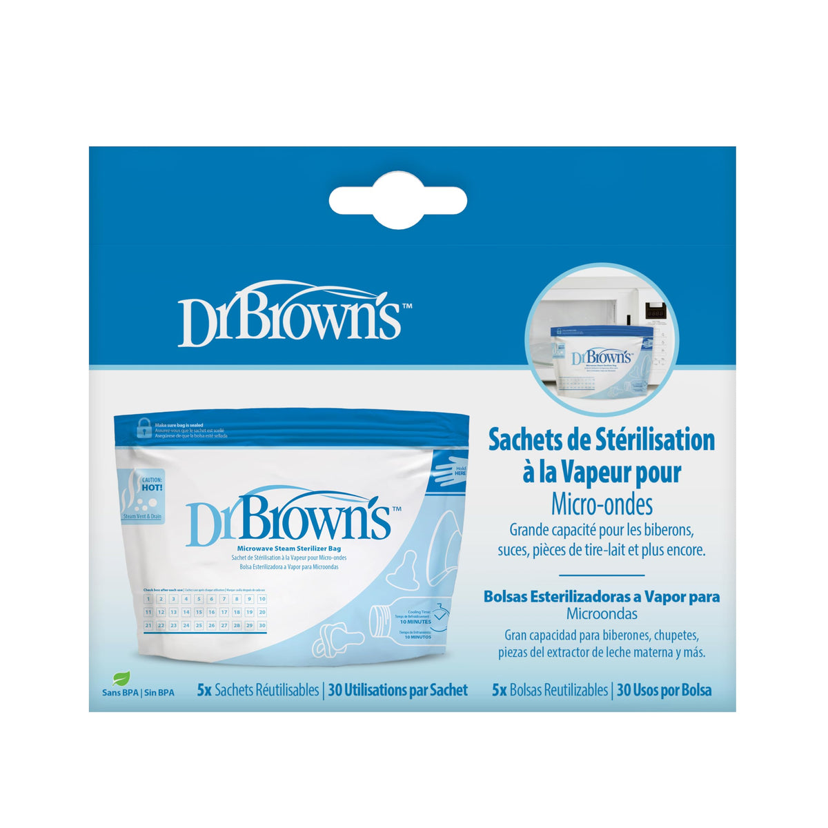 Dr. Brown's Microwave Steam Sterilizer Bags, 5-ct