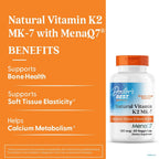 Doctor's Best Natural Vitamin K2 MK7 Supplement for Men & Women - Bone Health Support, 100 mcg Vitamin K-2 MK-7 Capsules with MenaQ7, Calcium Support, Non GMO, Vegan - 60 Veg Caps