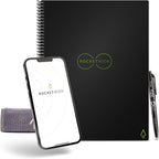 Buy now Rocketbook Core Reusable Spiral Notebook, Letter Size 8.5x11, Black - Dotted Pages, App-Connected, Erasable, Durable Cover, Ideal for School, Work, and Creative Projects at indiglob india