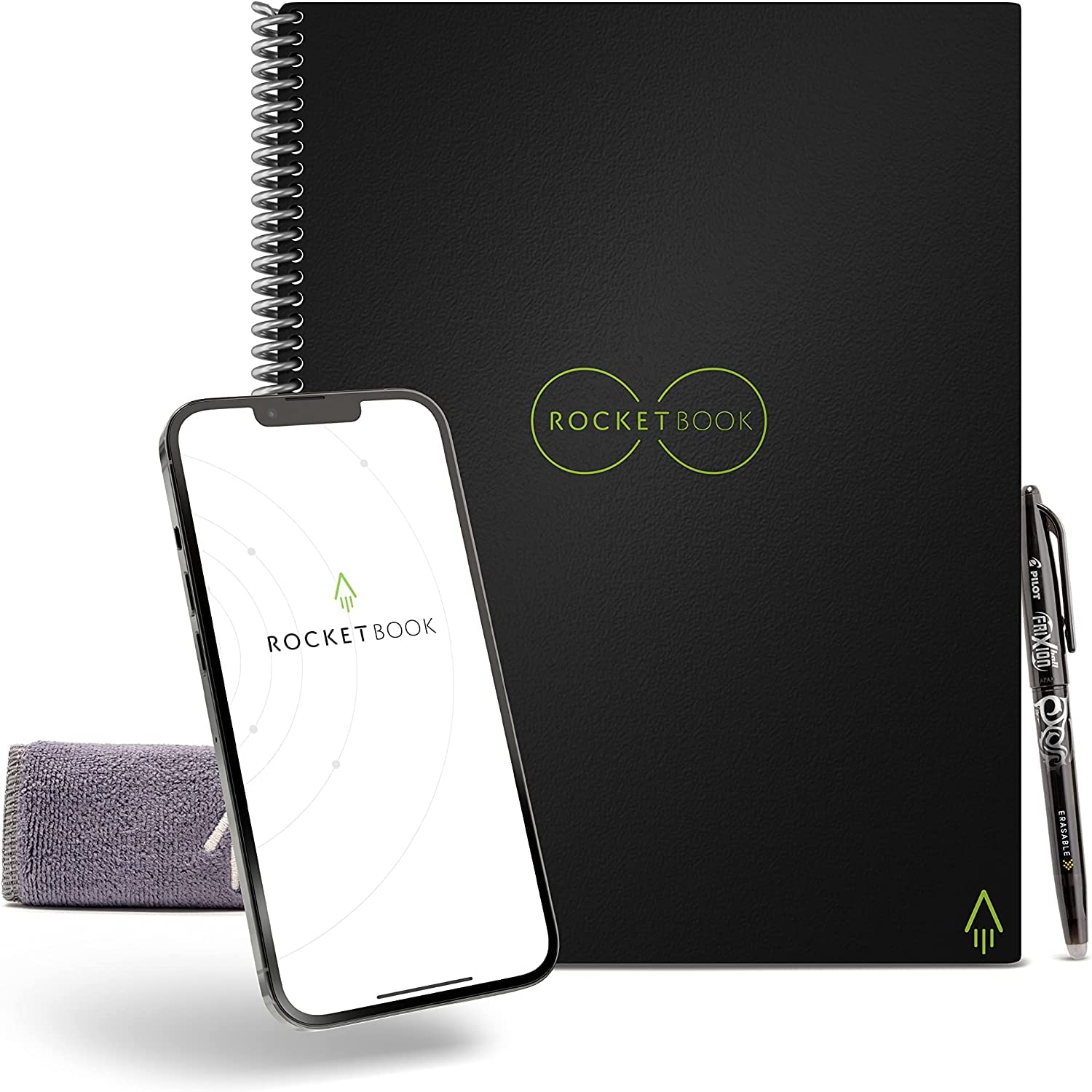 Buy now Rocketbook Core Reusable Spiral Notebook, Letter Size 8.5x11, Black - Dotted Pages, App-Connected, Erasable, Durable Cover, Ideal for School, Work, and Creative Projects Classic Executive Black at indiglob india