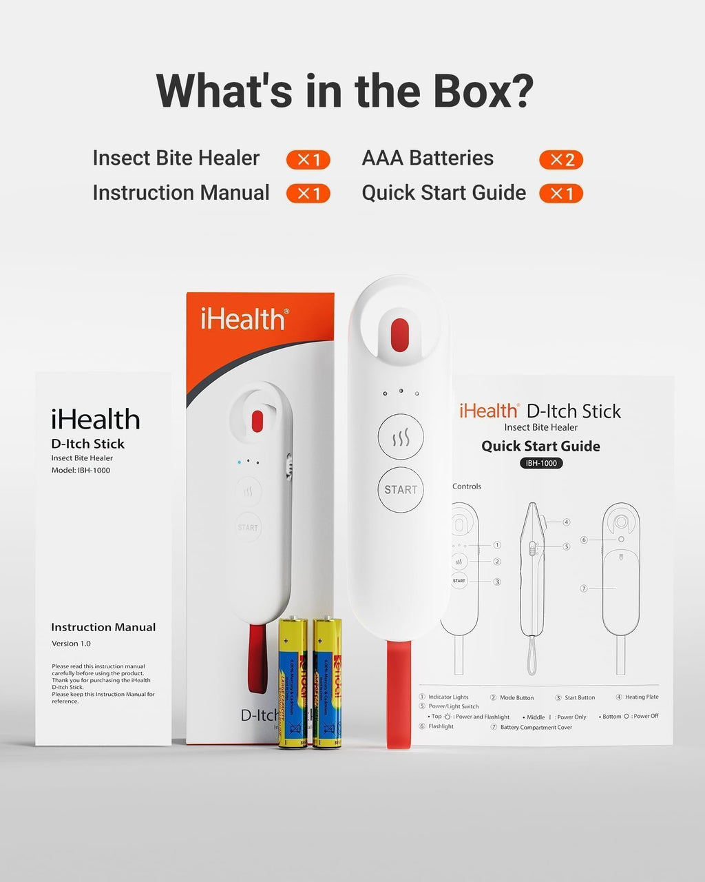 iHealth D-Itch Stick Mosquito Bite Healer for Itch Relief, 3 Heat Modes