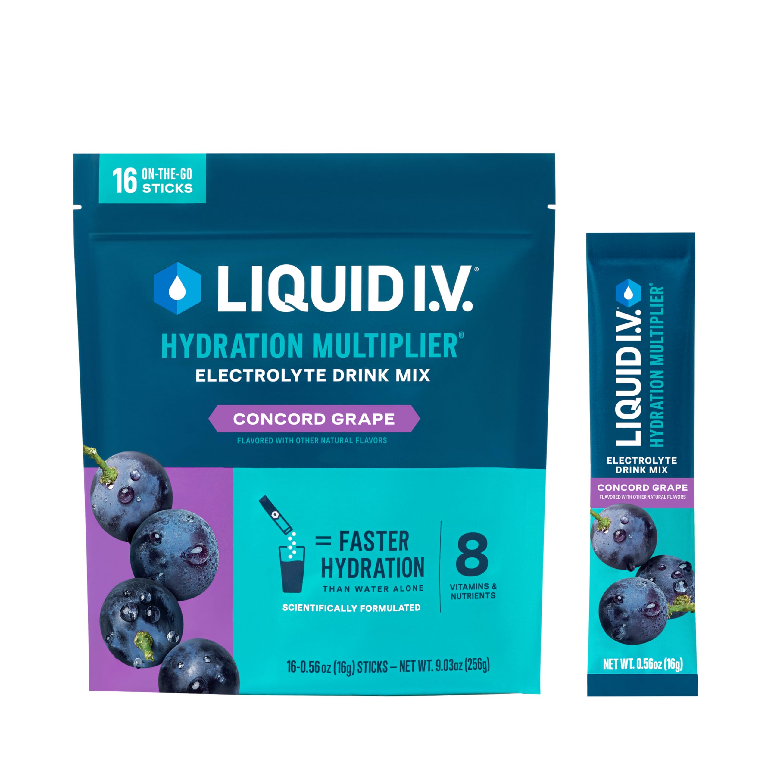 Buy now Liquid I.V.® Hydration Multiplier - Lemon Lime | Electrolyte Powder Drink Mix | 1 Pack (16 Servings) Concord Grape at indiglob india
