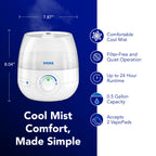 Buy now Vicks Mini Filter Free Cool Mist Humidifier, Small Room ƒ?? Variable Mist Control ƒ?? Works with Vicks VapoPads at indiglob india