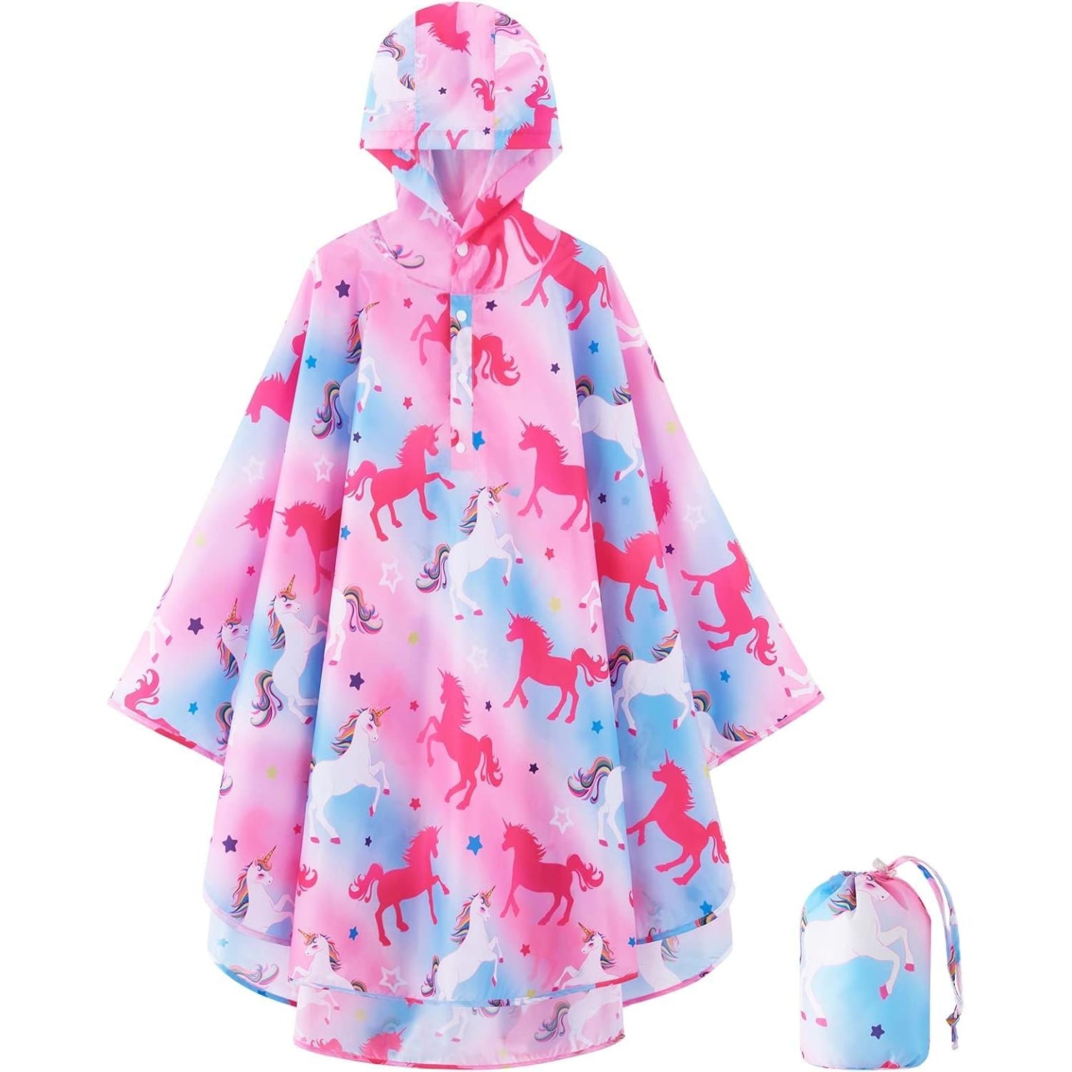 Buy now WAWSAM Lightweight Kids Rain Poncho Reusable Toddler Raincoat Waterproof Rain Jacket 6-10 Years Pink at indiglob india