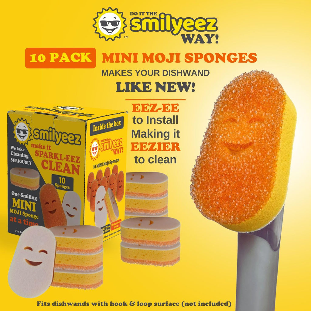 Smilyeez Scrub Moji Scrubbing Sponge Refill for The Dish Daddy (Reg. TM) Dishwand - (10 Pack)